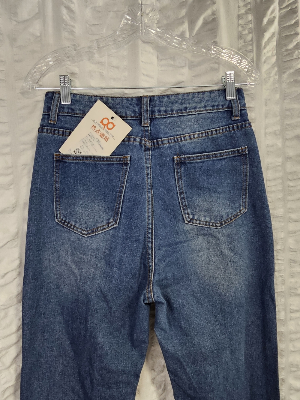 Dark Blue High Rise Boho Button-Front Flare Jeans With Button Details - Picture 11 of 15